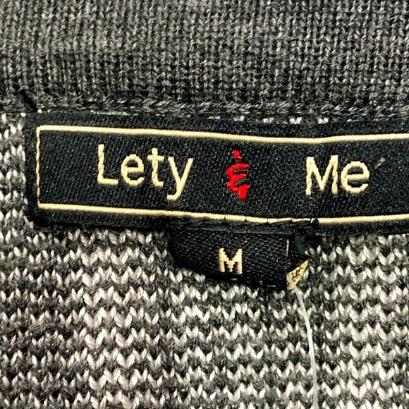 Lety & Me gray charcoal geometric pattern long sleeve crew neck sweaterM - Picture 10 of 14